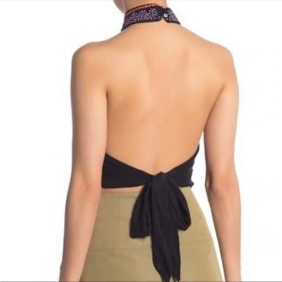 Free People GOA Embroidered Halter Crop Tops - Picture 3 of 6